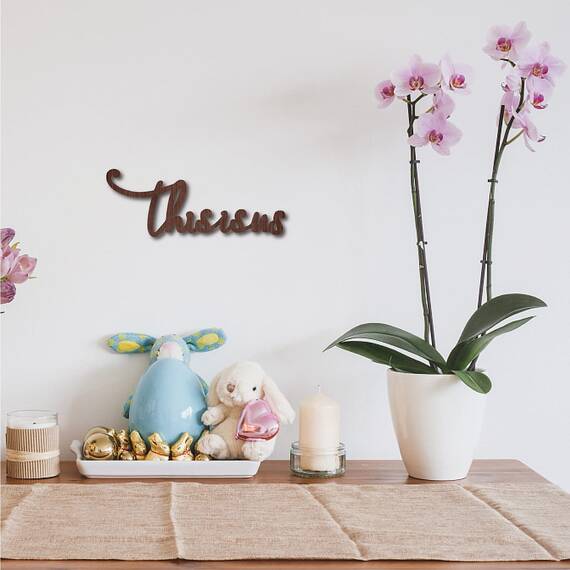 CREATCABIN Holzschild Wandkunst Dies Sind Wir Brief Zeichen Laser Cut Worte Dekorative Wandskulptur Hängendes Dekor Unvollendet Für Einweihungstür Wand Raumdekoration Braun 11.9 x 4.5 Zoll