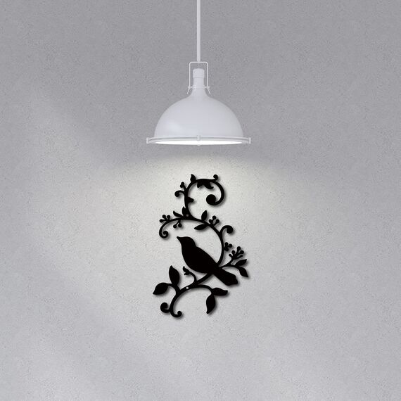 CREATCABIN Metall-Vogel-Wanddekoration Vögel Auf Dem AST Kunst Eisen-Wandschilder Aufhängen Metallornament Skulptur Blätter Für Balkon Garten Zuhause Wohnzimmer Innenbereich Geschenke Schwarz 30x20cm