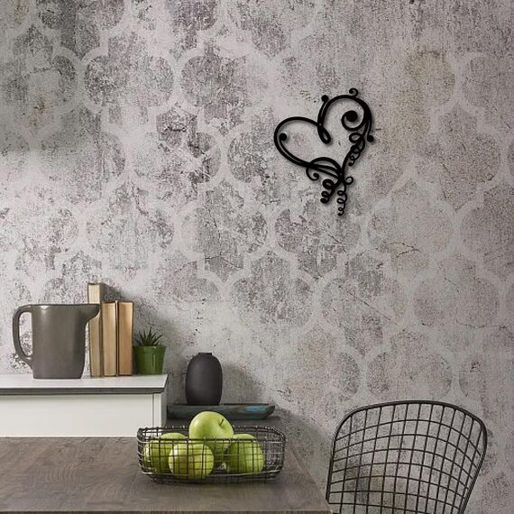 CREATCABIN Herz-Metall-Wandkunst Dekor Schwarze Wandschilder Liebe Eisen Hängende Metallornament-Skulptur Terrasse Balkon Garten Zuhause Wohnzimmer Dekoration Für Drinnen Draußen Geschenk 30x23.4cm
