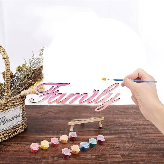 CREATCABIN Holz-Familienschild Wanddekoration Kunstausschnitt Buchstabe Laserschnitt Unvollendet Dekoratives Zubehör Modern Für Wohnzimmer Haustür Bauernhaus Veranda Schlafzimmer Dekoration 30x12cm