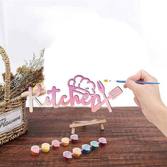 CREATCABIN Küchen-Holzschild Wanddekoration Rustikaler Buchstabe Ausgeschnitten Wörter Kunst Lasergeschnitten Unvollendet Aufhängen Dekorativ Für Zuhause Küche Esszimmer Dekoration 11.81 x 4.72 Zoll