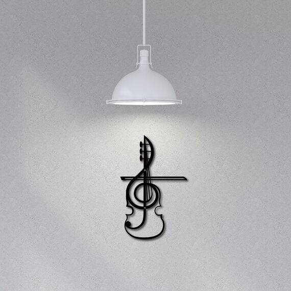 CREATCABIN Musiknoten Metall-Wandkunst Dekor Musikinstrumente Schwarze Wandschilder Gitarre Eisen Hängende Metallornament Skulptur Für Balkon Zuhause Wohnzimmer Dekoration Outdoor-Geschenke 30x19.5cm