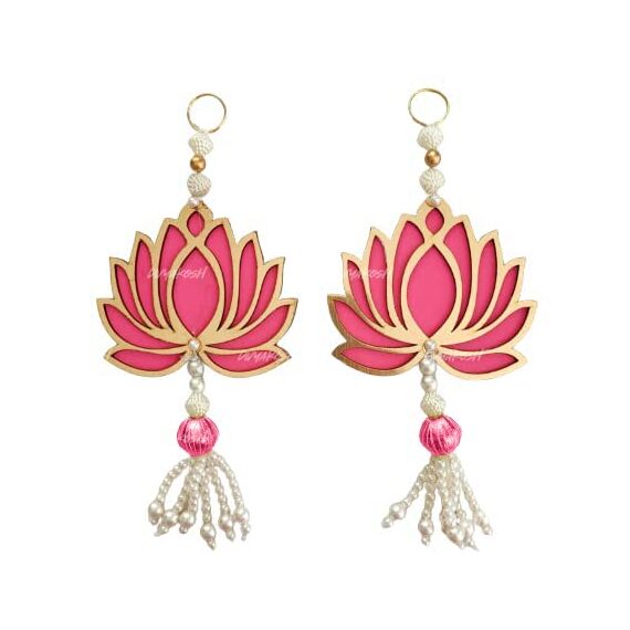 Divyakosh Handgefertigte Samt-Wanddekoration – Lotus-Stil, perfekt für Zuhause und Festival-Dekoration (7 Stück) in Rosa