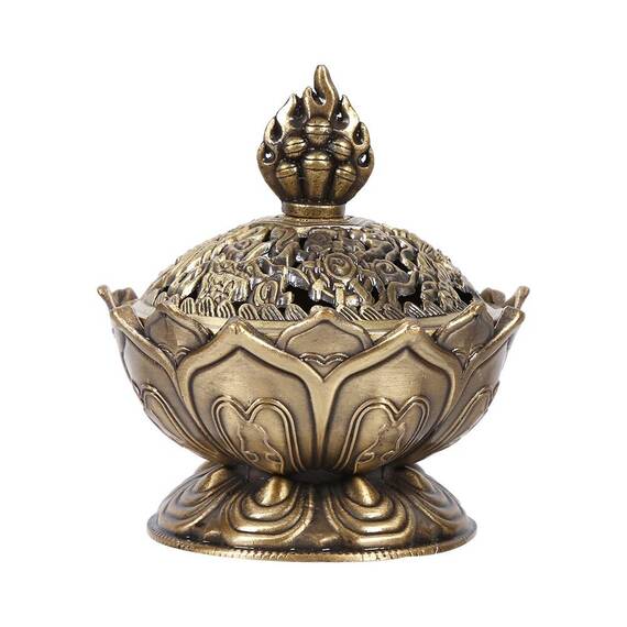 Home Chinese Lotus Räuchergefäßhalter Flower Statue Räuchergefäß Raumdekoration(Bronze)