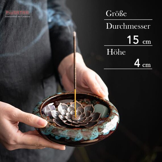 PIOSRTRR Räucherstäbchen Halter-Lotus-Räucherstäbchenhalter, Einschließlich Chakrasteine
