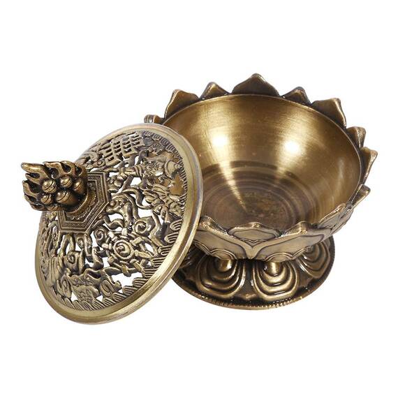 Home Chinese Lotus Räuchergefäßhalter Flower Statue Räuchergefäß Raumdekoration(Bronze)
