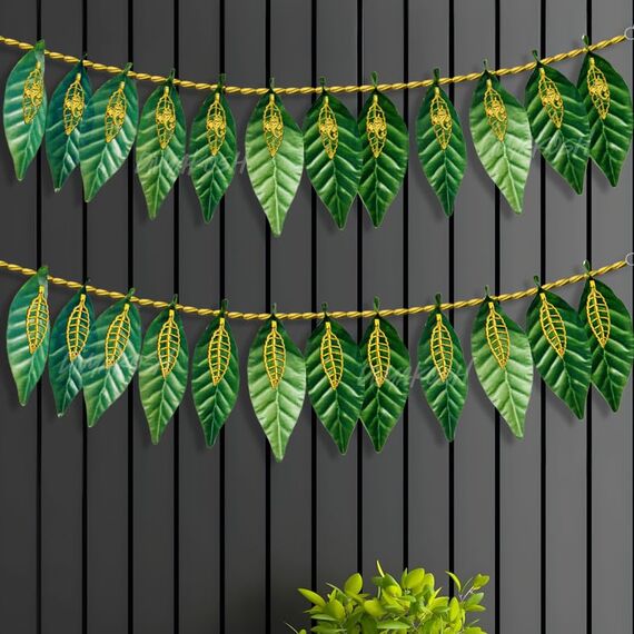 Divyakosh Green Leaf Torans – Set mit 2 Eingangstürbehängen für Heimdekoration – 96,5 cm