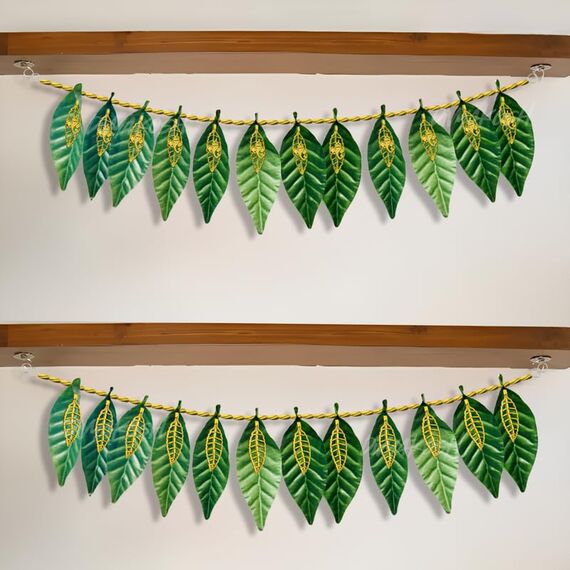 Divyakosh Green Leaf Torans – Set mit 2 Eingangstürbehängen für Heimdekoration – 96,5 cm