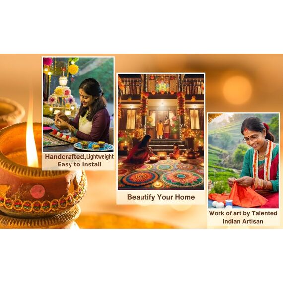 Divyakosh Stoffblumen zum Aufhängen für Heimdekoration, 2er-Set, Wand-Seitenaufhängung, Pfingstrose und Rosenblüten, Diwali & Türvolant für Hochzeit, 45,7 cm