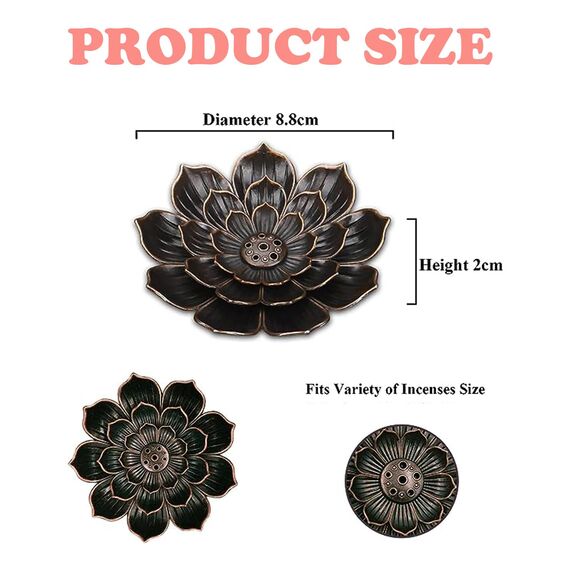Lotus Stick Räucherstäbchenhalter,4 Stücke Incense Holder Räuchergefäss Duft Zubehör mit abnehmbarem Aschefänger.（Bronze, Gold）