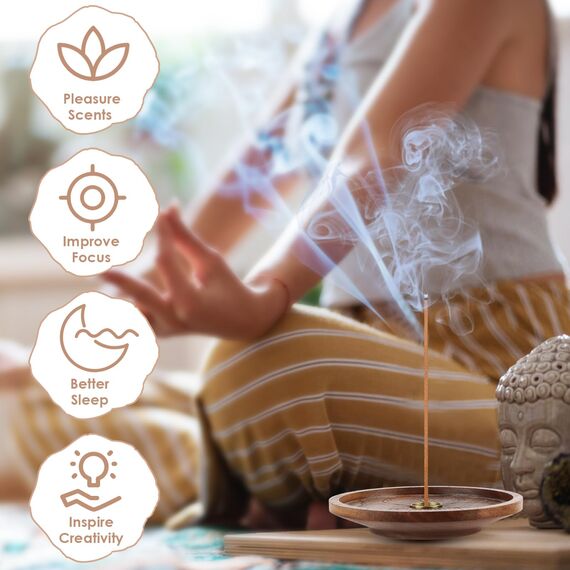 RUNEAY Räucherstäbchen Halter Holz 12cm, Räucherstäbchenhalter Holz Lotus Incense Holder 3 Loch Räucherstäbchen Halterung Meditation Zubehör Raucherstabchenhalter für Meditation, Yoga, Heimdeko