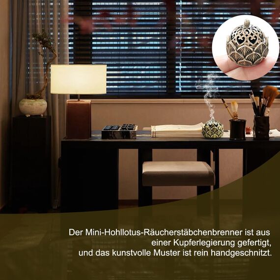 Räucherkerzen Halter, 2 Stück Räucherkegel Halter, Bronze Retro Räucherkegel Gefäß Lotus Räuchergefäß Raucherstäbchenhalter für Zuhause BüroTeehaus Dekoration
