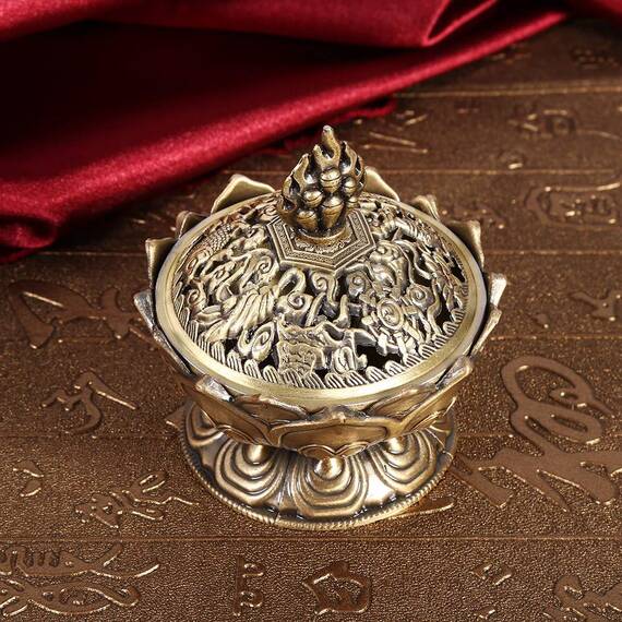 Home Chinese Lotus Räuchergefäßhalter Flower Statue Räuchergefäß Raumdekoration(Bronze)