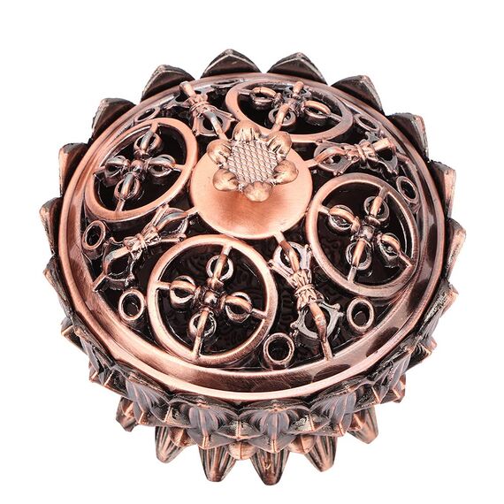 Lotus Räuchergefäß mit Deckel, 7 × 5cm Mini Hollow Räucherschale Räuchergefäß Vintage Weihrauchbehälter, Räucherstäbchenhalter für Zuhause BüroTeehaus Dekoration(Kupfer)