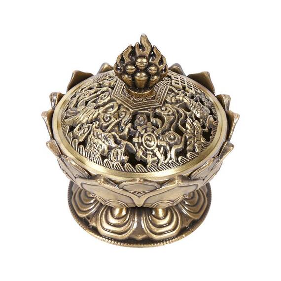 Home Chinese Lotus Räuchergefäßhalter Flower Statue Räuchergefäß Raumdekoration(Bronze)