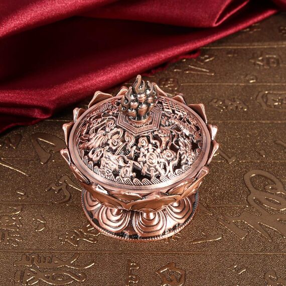 Lazmin Home Chinese Lotus Räuchergefäßhalter Flower Statue Räuchergefäß Raumdekoration(Rote Bronze)