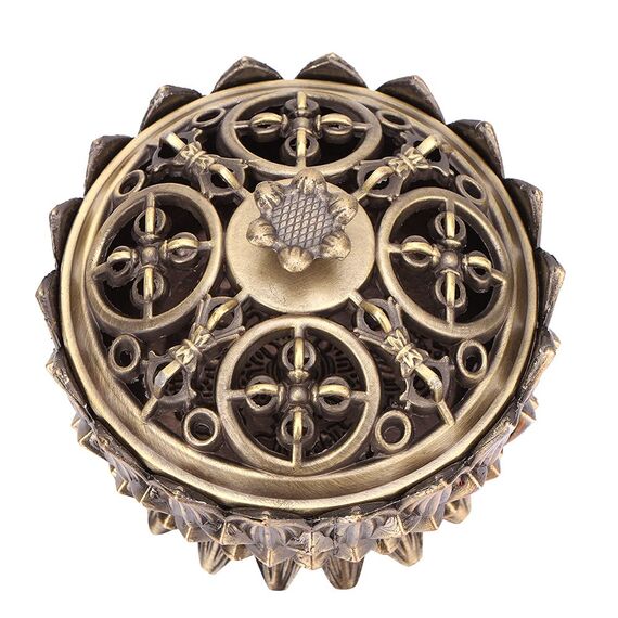 2 Stück Lotus Räuchergefäß mit Deckel 7 × 5cm Mini Hollow Räucherschale Räuchergefäß Vintage Weihrauchbehälter Räucherstäbchenhalter für Zuhause BüroTeehaus Dekoration(Bronze)