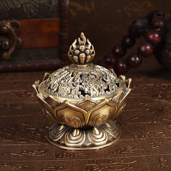 Home Chinese Lotus Räuchergefäßhalter Flower Statue Räuchergefäß Raumdekoration(Bronze)