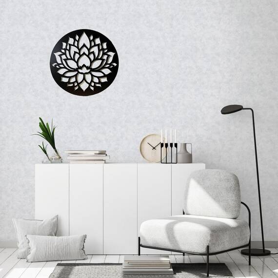 Minimalistische schwarze Wanddekoration aus Holz, rustikale Bauernhaus-Wandbehang, Silhouette für Wohnzimmer, Schlafzimmer, Badezimmer, Küche oder Büro – perfektes Einweihungsgeschenk (Löwe und Baum)