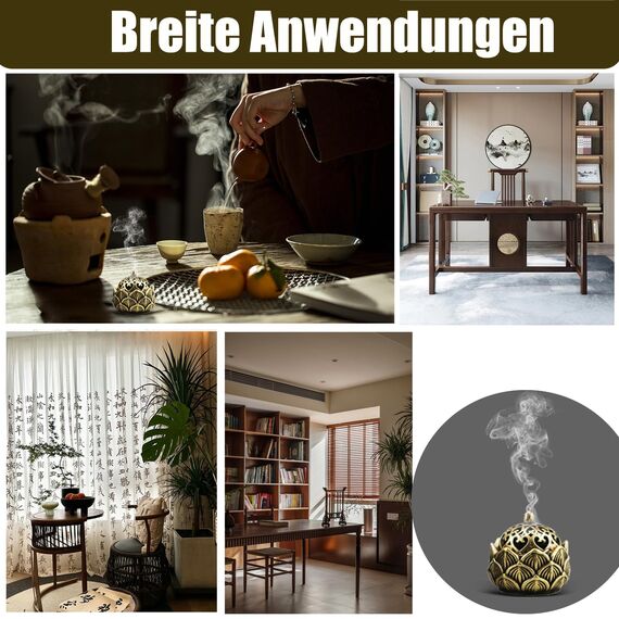 Räucherkerzen Halter, 2 Stück Räucherkegel Halter, Bronze Retro Räucherkegel Gefäß Lotus Räuchergefäß Raucherstäbchenhalter für Zuhause BüroTeehaus Dekoration