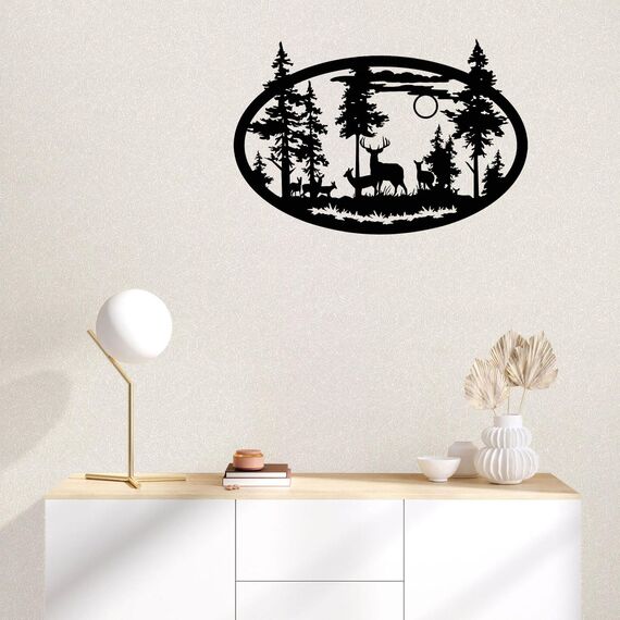 Minimalistische schwarze Wanddekoration aus Holz, rustikale Bauernhaus-Wandbehang, Silhouette für Wohnzimmer, Schlafzimmer, Badezimmer, Küche oder Büro – perfektes Einweihungsgeschenk (Ausrüstung)