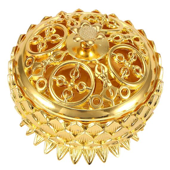 Lotus Räuchergefäß mit Deckel 7 × 5cm Mini Hollow Räucherschale Räuchergefäß Vintage Weihrauchbehälter, Räucherstäbchenhalter für Zuhause BüroTeehaus Dekoration (Gold)