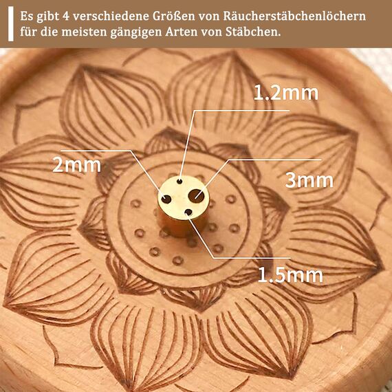 VntMQP hölzerne Lotus Räucherstäbchen Brenner Portable Set mit Räucherstäbchen Brenner Tasche und Reinigungsbürste handgefertigt für Home Decor, Meditation und Yoga (Buche)