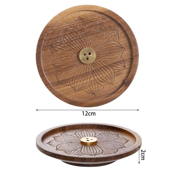 Holzlotus Räucherstäbchenhalter Lotus Räuchergefäß aus Holz mit Asche-Auffangschale Handgefertigter Brenner ideal für Heimdekoration, Meditation und Yoga