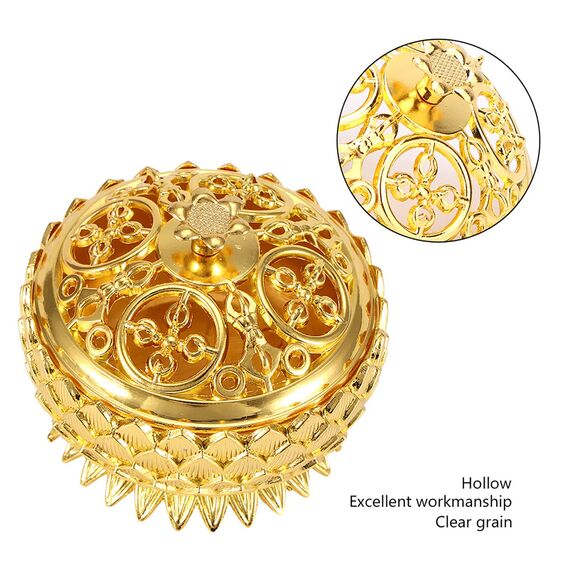 Lotus Räuchergefäß mit Deckel 7 × 5cm Mini Hollow Räucherschale Räuchergefäß Vintage Weihrauchbehälter, Räucherstäbchenhalter für Zuhause BüroTeehaus Dekoration (Gold)