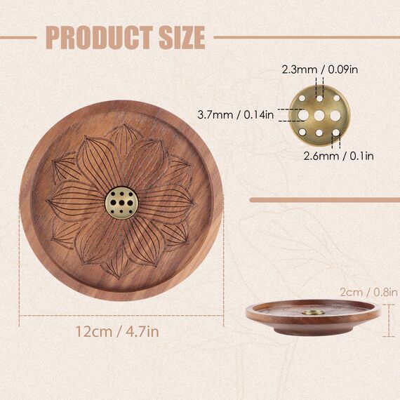 RUNEAY Räucherstäbchen Halter Holz 12cm, Räucherstäbchenhalter Holz Lotus Incense Holder 3 Loch Räucherstäbchen Halterung Meditation Zubehör Raucherstabchenhalter für Meditation, Yoga, Heimdeko