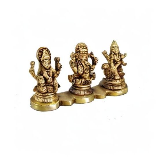 ESPLANADE - Laxmi Ganesh Saraswati Idol - 5,1 cm Höhe | Ganesha Lakshmi Religiöse Figur Hindu-Gott Skulptur Murti Statue | Diwali / Arbeitsplatz / Büro
