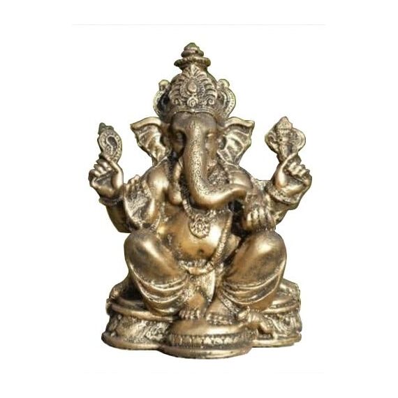 Wogeka - Goldener Elefantengott Ganesha - aus Resin als Gerschenkidee zu Geburtstag, Weihnachten als Deko für Garten und Wohnung Elefant Buddha Feng Shui Res14