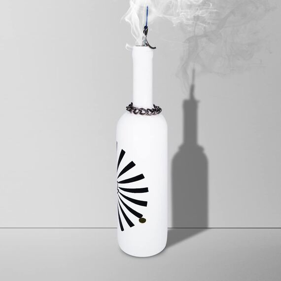 Keramik Räuchergefäß - Schlauchflasche Räucherbecher (Lotus (Rising)-Weiß)