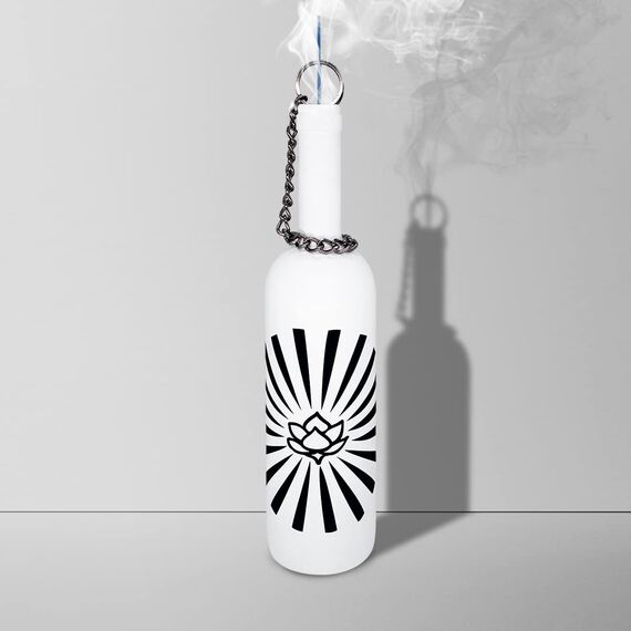 Keramik Räuchergefäß - Schlauchflasche Räucherbecher (Lotus (Rising)-Weiß)