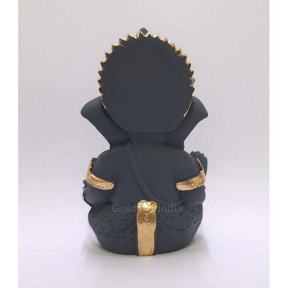 Gold Art India Dunkelgrau Ganesha Idol Ganesh für Auto Armaturenbrett Statue Ganpati Vinayaka Vinayagar Figur Diwali Geschenke Wohnkultur Glück, Erfolg