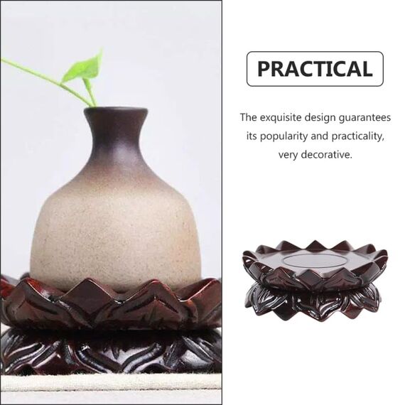 Statue Base Display Stand Skulptur Stand Buddha Podest Holzsockel Ornament Holz Sockel Holz Handwerk Podest Lotus Form Basis Dekorative Holzsockel Holzvase Ständer