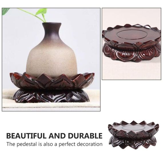 Statue Base Display Stand Skulptur Stand Buddha Podest Holzsockel Ornament Holz Sockel Holz Handwerk Podest Lotus Form Basis Dekorative Holzsockel Holzvase Ständer
