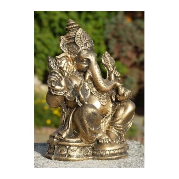 Wogeka - Goldener Elefantengott Ganesha - aus Resin als Gerschenkidee zu Geburtstag, Weihnachten als Deko für Garten und Wohnung Elefant Buddha Feng Shui Res14