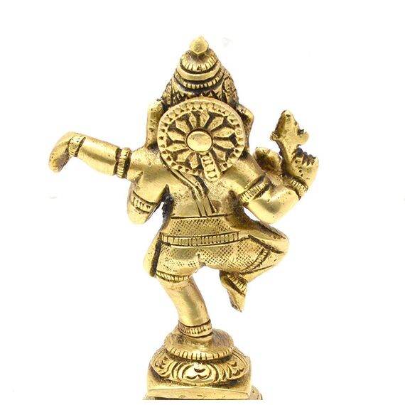 Messingstatue, tanzendes Ganesha-Idol, antikes Design, goldfarben, Höhe: 11,9 cm, Gewicht: 270 g