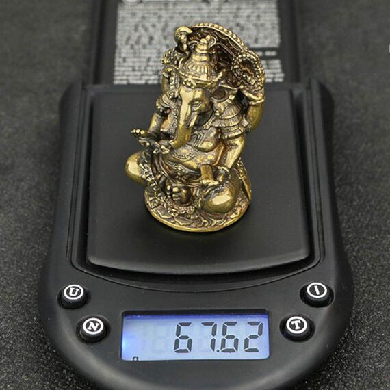 QWERWEFR Mini Vintage Messing Ganesha Statue Tasche Indien Thailand Elefantengott Figur Skulptur Home Office Schreibtisch Dekorative Ornament Geschenk