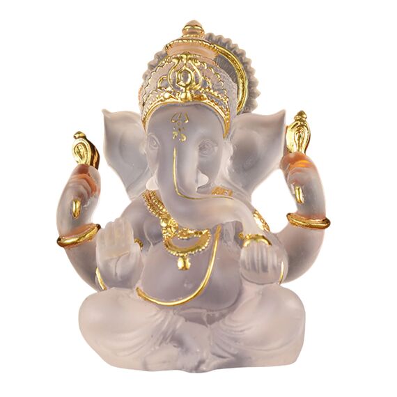 Gcroet 1pc Lord Ganesha Statuen 5.51 H Weißer Harz Elefant Gott Figuren Indische Ganesha -Idol Figur für Innen-