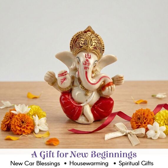 LOVENSPIRE Ganesha-Statue aus Acryl, Ganpati-Figur, Gott des Glücks und des Erfolgs, für Heimdekoration und Auto-Armaturenbrett, Einweihungsfeier, Pooja-Dekoration, Diwali-Dekoration, 1 Stück