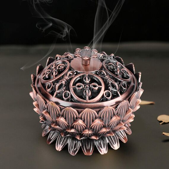 Räucherkegel, Räucherkegel, Vintage-Lotusform, Räucherkegelhalter, Lotus-Kupferlegierung, Räucherstäbchenhalter, Dekorationswerkzeug für Zuhause, Büro, Dekoration
