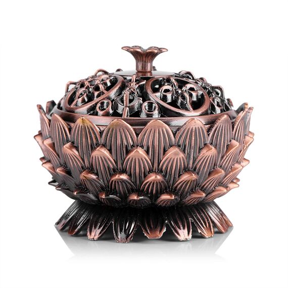 Räucherkegel, Räucherkegel, Vintage-Lotusform, Räucherkegelhalter, Lotus-Kupferlegierung, Räucherstäbchenhalter, Dekorationswerkzeug für Zuhause, Büro, Dekoration