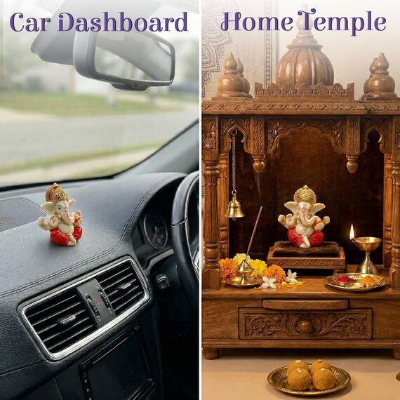 LOVENSPIRE Ganesha-Statue aus Acryl, Ganpati-Figur, Gott des Glücks und des Erfolgs, für Heimdekoration und Auto-Armaturenbrett, Einweihungsfeier, Pooja-Dekoration, Diwali-Dekoration, 1 Stück