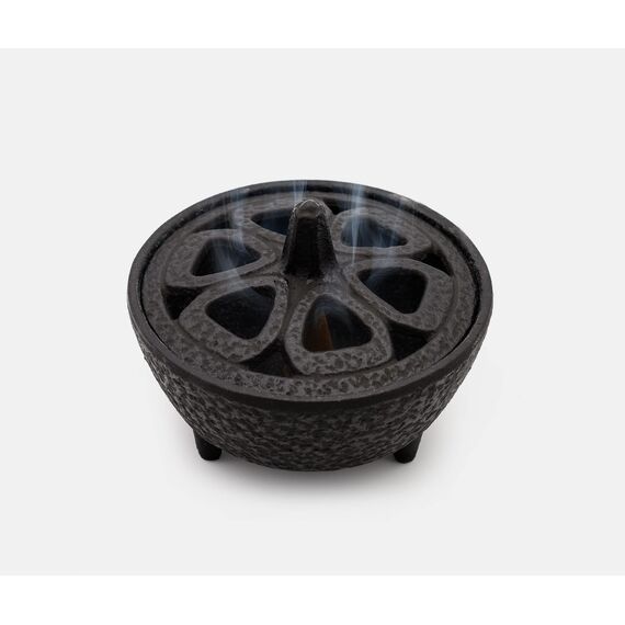 Zen Minded Gusseisen Japanische Lotus-förmigen Weihrauch Räucherstäbchenhalter & Brenner In Schwarz