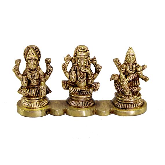 ESPLANADE - Laxmi Ganesh Saraswati Idol - 5,1 cm Höhe | Ganesha Lakshmi Religiöse Figur Hindu-Gott Skulptur Murti Statue | Diwali / Arbeitsplatz / Büro