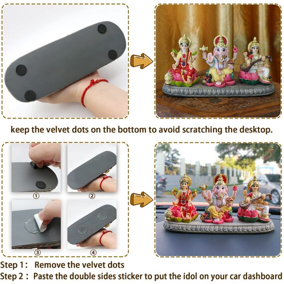 alikiki Indien Laxmi Ganesh Saraswati Statue – 9,9 cm H indischer Gott Lakshmi Ganesha Saraswati Idol Figur Hindu-Diwali Geschenke Diwali Dekoration Home Office Mandir Tempel Pooja Artikel