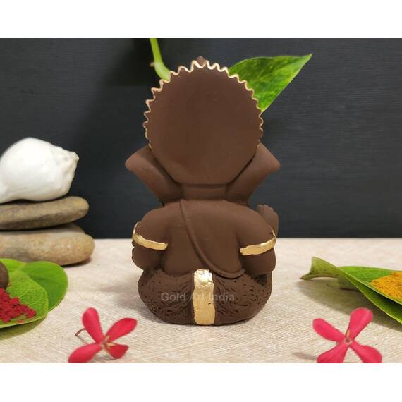 Gold Art India Braunes Terrakotta-Idol für Ganesha-Idol für Auto Armaturenbrett Gott Ganesha Idol für Heimdekoration Ganpati für Geschenk 8,9 cm (Braun Terrakotta), Idol