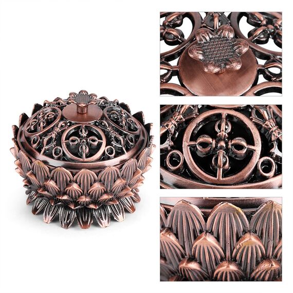 Räucherkegel, Räucherkegel, Vintage-Lotusform, Räucherkegelhalter, Lotus-Kupferlegierung, Räucherstäbchenhalter, Dekorationswerkzeug für Zuhause, Büro, Dekoration